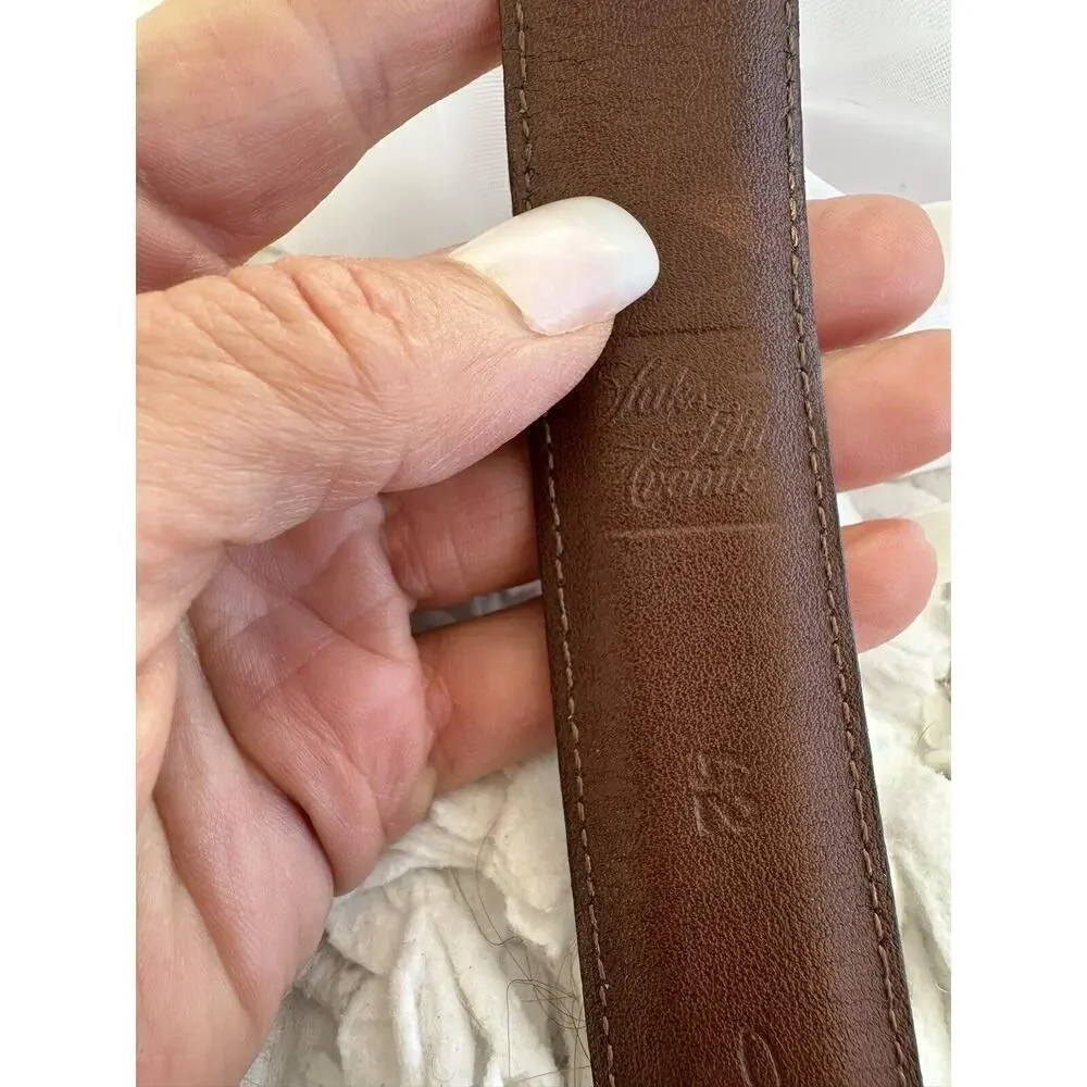 Saks Fifth Avenue Men’s 42 Brown Leather Dress Belt Aniline Kipskin Shoulder USA